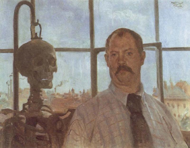 Lovis Corinth Self-Portrait with Skeleton Norge oil painting art